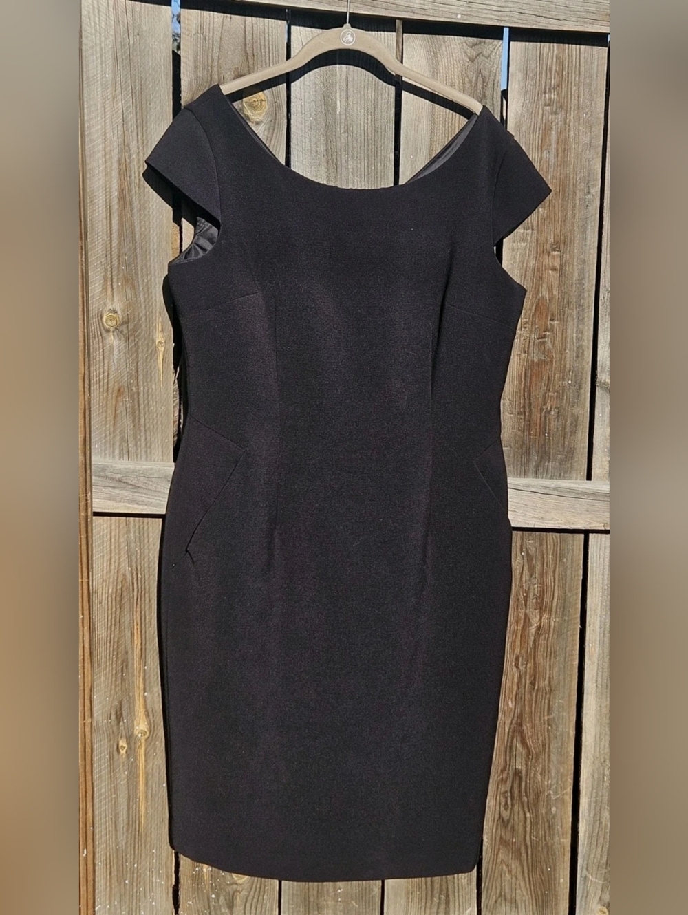 VTG Calvin Klein Classic black cocktail dress 12 petite Cap Sleeve Knee Length